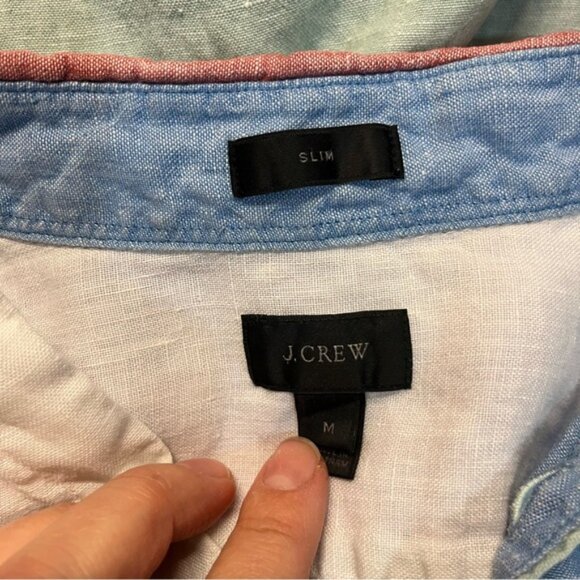 J. Crew Baird McNutt Irish Linen Slim Fit Colourblock Button Down Shirt, M - Picture 6 of 10